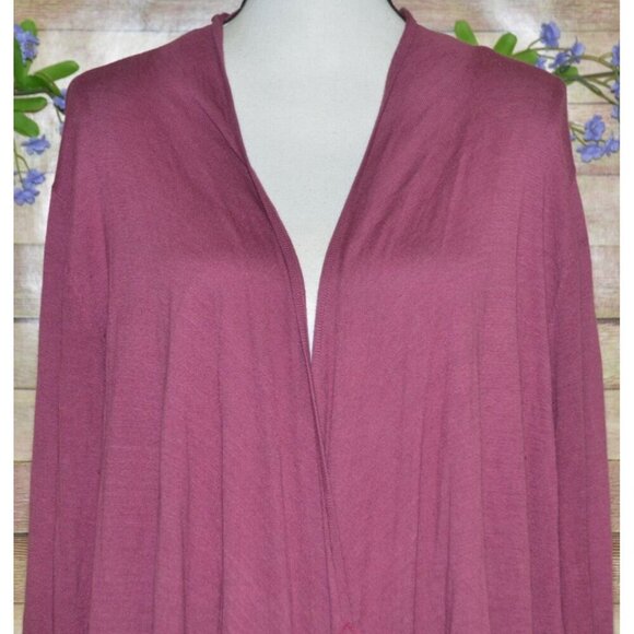 Soft Surroundings Purple Ladies Open Front Cardigan Size XL Ruffled Hem Layering - Picture 7 of 12